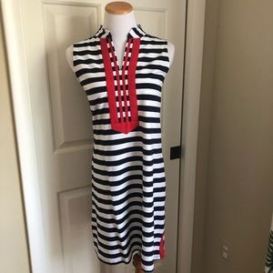 Duffield Lane sleeveless dress, navy white red